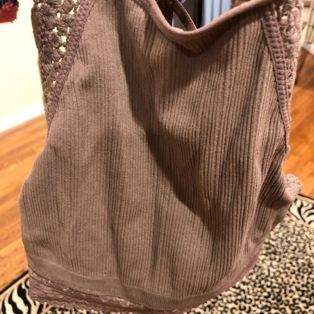 Taupe lace and cotton tank/bralette - Picture 4 of 5